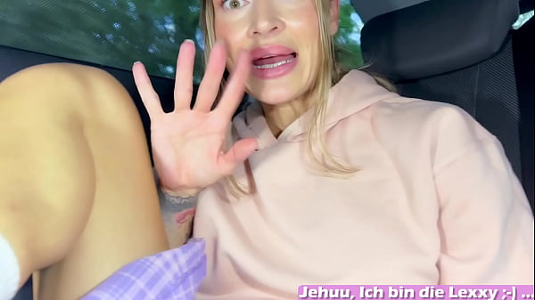 German slut masturbates publicly in the taxi